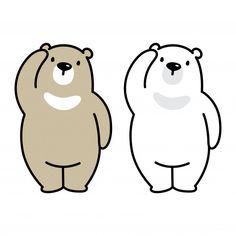 two bears standing next to each other on a white background