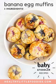 blueberry muffins in a white bowl on a table