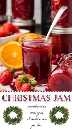 christmas jam with oranges and strawberries on the side