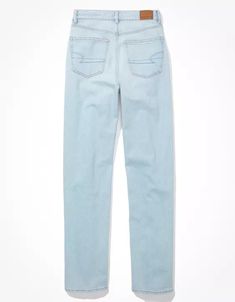 AE Strigid Highest Waist Crossover Baggy Straight Jean Oversized Light Wash Straight Leg Bottoms, Oversized Straight Leg Pants, Casual Straight Mom Fit Pants, Casual Straight Mom Fit Bottoms, Wide Leg Jeans, Straight Jeans, Crossover, Women's Jeans, American Eagle Outfitters