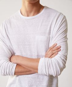 Linen Jersey Long Sleeve T-Shirt in White Todd Snyder, Linen Tee, Linen Suits, Jersey Long Sleeve, Linen Tshirts, Mens Linen, Linen Shop, Suit Shop, Oxford Shirt