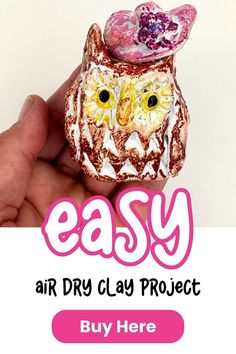 This is an easy air dry clay project for kids that is turnkey for teachers and parents. Studio Sprout will guide your students and kids in creating an owl using air dry clay. Their owl will even feature plumicorns (feather tufts) on top, inspired by owls like the Great Horned Owl. When you purchase this art lesson you will receive a video art lesson as well as a printable lesson plan. Purchase Studio Sprout's Clay Owl lesson here! Easy Air Dry Clay, Clay Projects For Kids, Clay Owl, Air Dry Clay Projects, Great Horned Owl