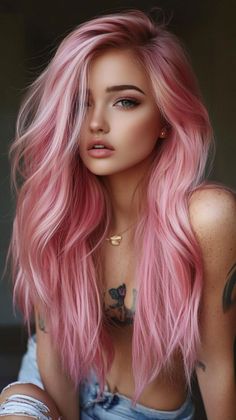 Pink Hair Balayage, Hair Color For Tan Skin, Balayage Inspiration, Pink Balayage, 2017 Hair Trends, Holographic Hair, Natural Color Hair