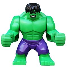 the hulk statue is green and purple