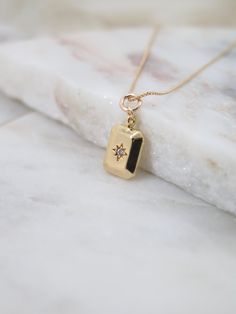 "Details: - 17.5\"L - 18K Gold Filled Box chain - North Star: 18K Heavy Gold Plated with anti tarnish coating. Size: Approx. 14mm x 11mm - Stone: Cubic Zirconia Please clink the link below for Butterfly necklace: https://www.etsy.com/listing/754441936/butterfly-necklace-simple-necklace?ga_search_query=butterfly&ref=shop_items_search_1&pro=1&frs=1 Each item is individually placed on our MIKUKUMI leather card & cotton pouch. What is Gold Filled? Gold filled is a metal composed of a Celestial Necklaces With Star Charm For Gift, Yellow Gold Star Of David Charm Necklace Gift, Yellow Gold Star Of David Charm Necklace, Gold Star Of David Jewelry Gift, Gold Starburst Necklace For Gift, Gold Locket Necklace For Birthday, Dainty Gold Starburst Necklace, Gold Star Of David Charm Necklace For Gift, Gold Star Of David Charm Necklace As Gift