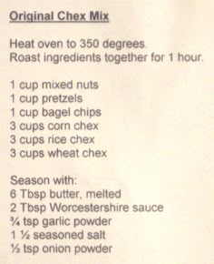 a recipe for the original chex mix