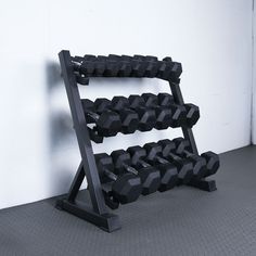 550-Pound Rubber Coated Dumbbells Set with Rack Stand RitFit Gym Equipment Storage The Home Depot, Gym Equipment Storage Basement, Gym Equipment Storage Loft, Weights Rack, Dumbbell Set With Rack, Basement Gym Ideas, Best Dumbbell Exercises, Dumbbell Storage, Gym Dumbbells