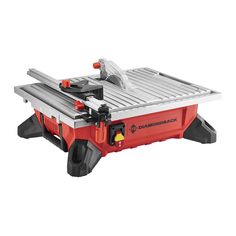 a table saw is shown on a white background, with the blade extended to it's side