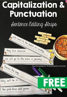 an advertisement for capitalization and punctulation sentence editing strips