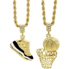 -Retro 11 "Concord" & Plain Basketball Pendants -2 - Rope Chains Length: 24 Inches Chain Width: 4 Mm -Retro 11 Pendant Size (Length X Width) : 1-3/4" X 1-1/4" Thanks For Taking A Look! Sport Jewelry, Retro 11 Concord, Hood Rich, Basketball Jewelry, Basketball Necklace, Curry Nba, Rapper Jewelry, Expensive Jewelry Luxury, Retro 11