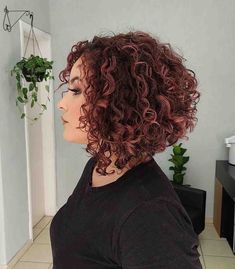 Curly Angled Bobs, Natural Curly Hair Cuts, Red Curly Hair