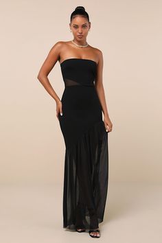 Exemplary Sensation Black Strapless Asymmetrical Maxi Dress Chic Strapless Dress With Asymmetrical Neckline For Night Out, Asymmetrical Stretch Maxi Dress For Date Night, Asymmetrical Stretch Maxi Dress For Night Out, Chic Strapless Bodycon Maxi Dress, Chic Asymmetrical Strapless Evening Dress, Chic Maxi Dress With Asymmetrical Hem For Night Out, Chic Strapless Asymmetrical Dress For Cocktail, Elegant Strapless Dress With Asymmetrical Hem, Chic One-shoulder Maxi Dress For Club