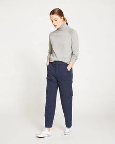 Karlee Stretch Cotton Twill Cargo Pants - Navy | Universal Standard Versatile Cotton Cargo Jeans For Fall, Versatile Cotton Cargo Pants For Work, Versatile Cargo Pants With Welt Pockets For Work, Multiple Pockets Pants For Workwear In Fall, Cotton Cargo Pants For Business Casual, Casual Navy Straight Leg Cargo Pants, Business Casual Cotton Cargo Pants With Side Pockets, Fall Workwear Pants With Multiple Pockets, Versatile Straight Leg Cargo Pants For Fall