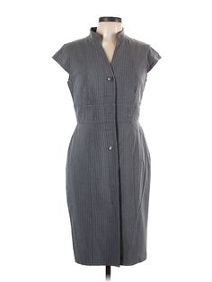 Calvin Klein Casual Dress Size: 10 Gray Dresses - used. 63% POLYESTER, 33% RAYON, 4% SPANDEX, Sheath, Collared, Houndstooth, Knee Length, Short Sleeve | Calvin Klein Casual Dress - Sheath: Gray Houndstooth Dresses - Used - Size 10 Calvin Klein Workwear Dresses For Fall, Calvin Klein Fall Workwear Dresses, Calvin Klein Midi Dress For Fall Workwear, Calvin Klein Knee-length Midi Dress For Work, Calvin Klein Knee-length Workwear Dresses, Calvin Klein Knee-length Office Dresses, Calvin Klein Knee-length Work Dresses, Classic Calvin Klein Dresses For Work, Workwear Midi-length Dresses With Houndstooth Pattern