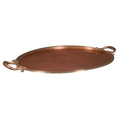 a large metal tray with handles on the bottom and an oval handle in the middle