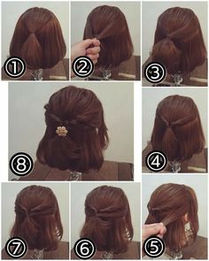 Easy Hair Cuts, Hair Style Korea, Simple Prom Hair, Guest Hair, Front Hair, Front Hair Styles, Short Hair Tutorial