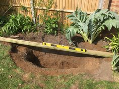 the garden is being dug up in preparation for planting