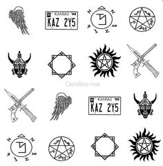 various symbols and designs for tattoos on a white background - free image 34971