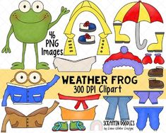 the weather frog clipart is ready to be used for personal projects or scrapbooks