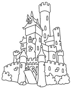 a castle is shown in this coloring page