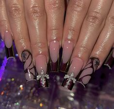 Baddie Nail Ideas, Cute Nails Ideas, Acrylics Nails, Nails Rings, Acrylic Nails Ideas, Punk Nails, Duck Nails, Acrylic Nails Designs