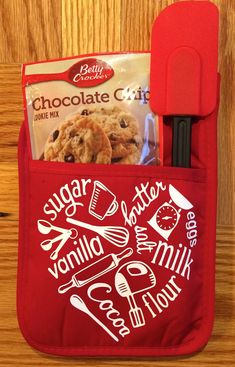 a red bag that has some cookies in it