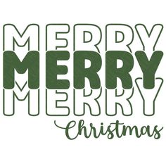 merry christmas lettering in green and white with the word merry on it's left side