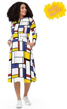 Mondrian Art Printed Fashion Dress Full Sleeve Petite Plus - Etsy Multicolor Vintage Midi Dress For Fall, Vintage Multicolor Midi Dress For Fall, Retro Multicolor Midi Length Dress, Retro Fitted Multicolor Midi Dress, Fitted Multicolor Retro Midi Dress, Fitted Retro Multicolor Midi Dress, Multicolor Retro Midi Dress For Party, Retro Multicolor Midi Dress For Party, White Retro Midi Dress For Party