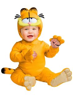 Garfield Baby Costume - costumes.com Garfield Halloween, Garfield Costume, Infant Costume, Halloween Infantil, Cartoon Character Costume, Mascaras Halloween, Baby Kostüm, Garfield Comics, Striped Cat