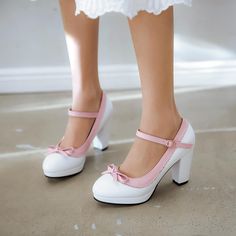 Heels:Approx 8.5cm Platform:Approx 1.5cm Upper Material:Pu Leather Outsole:Rubber If your foot is a little wide and fat, we suggest you choose 1 size larger, pls measure your foot length and choose a correct size. Thank you! Size Chart: Euro/CN 34 = foot length 21.5-22cm (Foot width=8-8.5cm) Euro/CN 35 = foot length 22-22.5cm (Foot width=8.5cm) Euro/CN 36 = foot length 22.5-23cm (Foot width=8.5-9cm Euro/CN 37 = foot length 23-23.5cm (Foot width=9cm) Euro/CN 38 = foot length 23.5-24m (Foot width= Cheap Pink Closed Toe Dance Shoes, Chunky Pumps, Bow High Heels, Vintage Pumps, Chunky Heel Shoes, Womens Mary Janes, High Heel Platform, Pink Pumps, High Heels Shoes