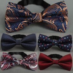 Groom Party, Men Ties, Gold Paisley, Men With Street Style, Black Bow Tie, Tie Men's, Mens Bow Ties, Paisley Design, Mens Fashion Trends