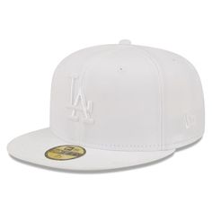 Men's Los Angeles Dodgers New Era Black Primary Logo Basic 59FIFTY Fitted Hat Dodgers Hat, Yankee Hat, Custom Fitted Hats, Swag Hats, Dodger Hats, White Baseball Cap, Los Angeles Shopping, White On White, White Caps