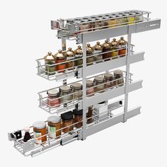 three tier spice rack with spices and condiments