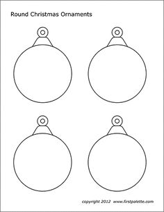 four round christmas ornaments to color