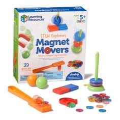 With the Learning Resources STEM Explorers Magnet Movers Playset, kids experiment with the motion of magnetic attraction and other early physics concepts. Develop critical thinking, cause and effect and problem solving skills with this magnetic wand and set of magnetic accessories. Includes Activity Guide! Shop more STEM toys and learning toys today. Build early physics skills with moving magnet experiments Explore the included activity guide's 1 STEM design challenges Discover the world of magnetic attraction through fun magnetic accessories Develop fine motor skills through hands-on play Fun STEM toy for ages 5 and up 39 pc. Set includes magnetic wand, magnetic accessories, and activity guide From science and technology to engineering and math, STEM learning help kids build critical thin Magnet Experiments, Physics Concepts, Fun Magnets, Magnetic Toys, Kid Experiments, Stem Learning, Teacher Supplies, Science Kits, Building For Kids