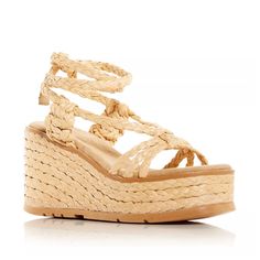 Revolve* Schutz Women's Geissa Platform Wedge Espadrille Sandals Padded Suede Footbed For Optimal Comfort Open Square Toe Lace Up Ankle Tie 3.5" Wrapped Wedge Heel, 1.5" Platform, Feels Like 2" Heel Synthetic Upper, Leather Lining, Rubber Sole Made In Brazil Fits True To Size. Sandalia Salto Alto Sandals Light Nude Size 11 B New In Box Natural Color Wedge Sandals With Round Toe Platform, Natural Wedge Sandals With Woven Sole And Round Toe, Natural Wedge Sandals With Removable Insole, Espadrille Sandals, Platform Wedge, Wedge Espadrille, Cork Wedge, Platform Wedges, Wedge Heels