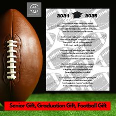 an image of a football on the field with congratulations card for graduate class 2013 and graduation gift certificate