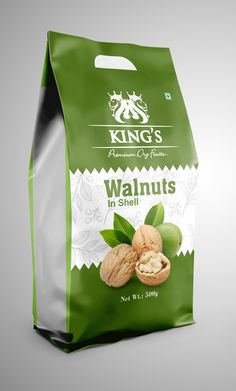 a bag of walnuts in shell on a white background with the words king's