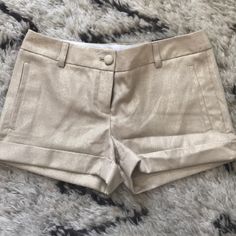 Super Fun And Chic Express Shorts With Gold Stitching To Add A Little Sparkle Nwt, Size 2. Chic Fitted Gold Shorts, Gold Bottoms With Built-in Shorts For Summer, Summer High-waisted Gold Shorts, Gold Sequin Shorts, Yellow Summer Pajama Shorts With Built-in Liner, Cream And Gold, Womens Shorts, Women Shopping, Gold