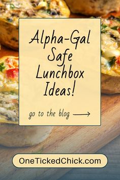 two pizzas sitting on top of a cutting board with the words, alphabet - gal safe lunchbox ideas go to the blog