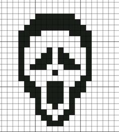 a cross stitch pattern with a black and white skull in the middle, on a white background