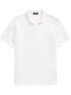 white stretch-cotton signature Polo Pony motif polo collar short sleeves straight hem Polo Pony, Polo Shirt White, White Polo, Balenciaga Triple S, Custom Watch, Summer Beach Wear, Short Suit, Ralph Lauren Polo, Polo Collar