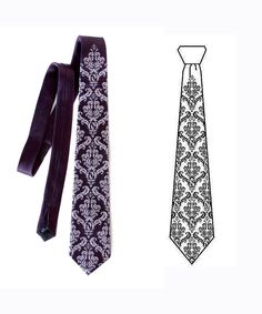 "Damask Scroll necktie. Elegant mauve print on an eggplant silk tie. Inspired by wallpaper patterns from the Victorian era through the swinging '70's. We created this damask design as a hybrid of bits of scraps of wall covering and cloth patterns collected from some of Detroit's most (in)famous abandoned structures. Original illustration from vintage wallpaper. Shown: mauve ink on eggplant. Choose from our popular menu items, or customize to the color of your wildest dreams for just a little bit Elegant Purple Ties For Groom, Elegant Purple Wedding Ties, Mens Wedding Ties, Cloth Patterns, By Wallpaper, Groomsmen Wedding, Wedding Tie, Mens Ties, Mens Silk Ties