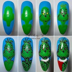 The Grinch Nail Art Tutorial | Nailpro The Grinch Nail Art, Holiday Nail Set, Nail Art For Beginners, Holiday Nail