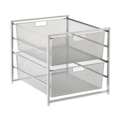 three drawers are shown with mesh baskets on each side and one drawer is open to show the