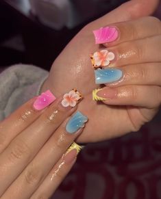 Beautiful Spring Nails, Aesthetic Aura, Acrylic Nail Set, Nails Aesthetic, Exotic Nails, Long Acrylic Nails Coffin, Coquette Pink