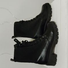 Shein Combat Boots Front Lace Up/Fabric On Side Excellent Condition Never Worn( No Box) Shoes Shein, Shein Shoes, Black Combat Boots, Moto Boots, Lace Front, Combat Boots, Size 10, Lace Up, Women Shoes