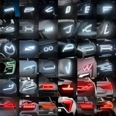 many different images of cars with lights on them