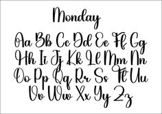 the font and numbers for monday