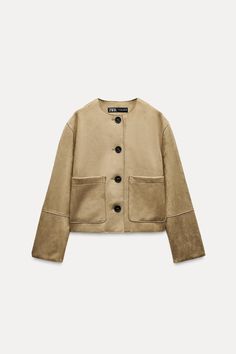 FAUX SUEDE JACKET - taupe brown | ZARA United States Blazer En Cuir, Zara Fall, Trench Coat Dress, Zara Jacket, Blouse Jeans, Faux Suede Jacket, Cardigan Sweater Dress, Long Sleeve Jacket, Blazer And Shorts